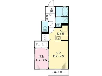 ラ・フォンテーヌ A(1LDK/1階)の間取り写真