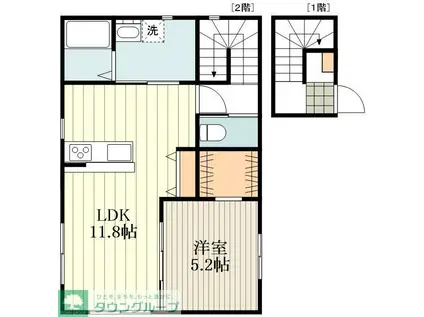 DEUX MAISONS K.K(1LDK/2階)の間取り写真