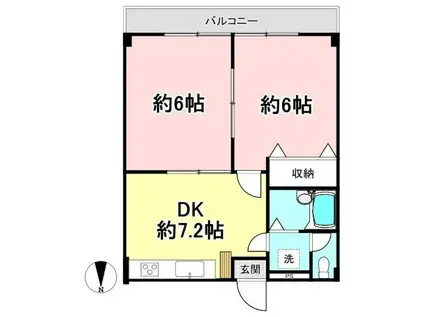 杉田コーポ(2DK/3階)の間取り写真