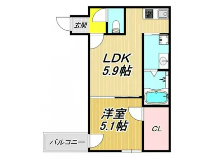 フジパレス立花北II番館(1LDK/3階)の間取り写真