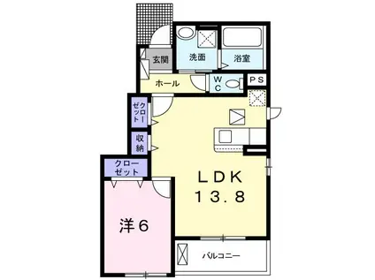 サンリット上之 A(1LDK/1階)の間取り写真