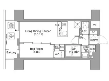コンフォリア・リヴ北浜淡路町(1LDK/13階)の間取り写真