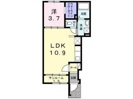 スパニッシュ・モス(1LDK/1階)の間取り写真