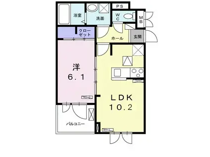 ラ・ヴァール(1LDK/3階)の間取り写真