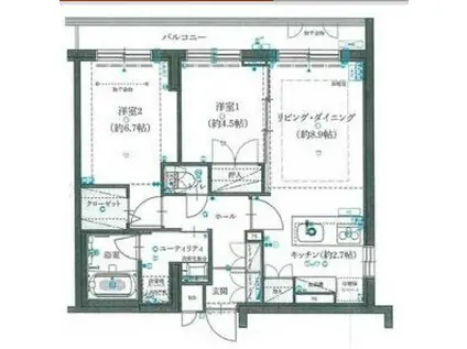 ファインクラス札幌琴似(2LDK/5階)の間取り写真