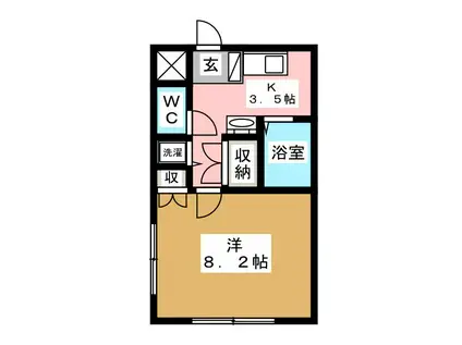 サンディ若里コーポ(1K/2階)の間取り写真