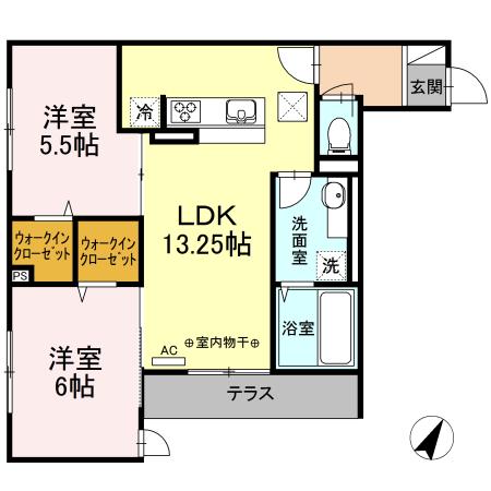 マルベリー(2LDK/1階)の間取り写真