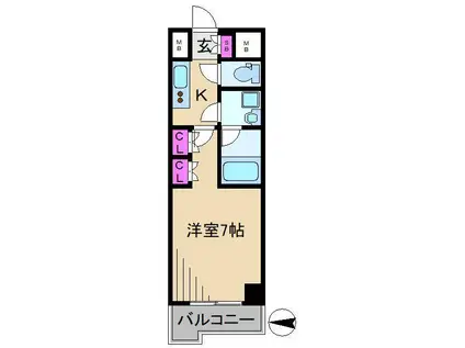 ルーブル武蔵新城六番館(1K/7階)の間取り写真