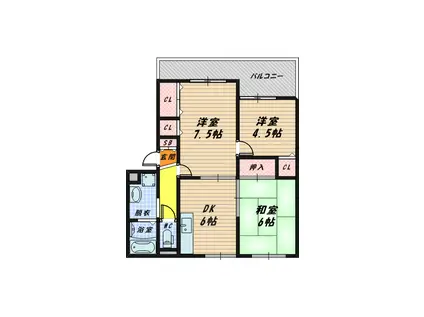 サファージュ高石 A棟(3DK/2階)の間取り写真