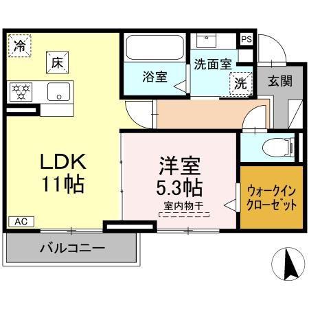 トラスト21 A(1LDK/1階)の間取り写真