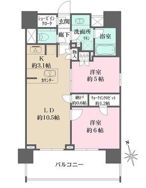 ベリスタ文京関口(2LDK/2階)の間取り写真