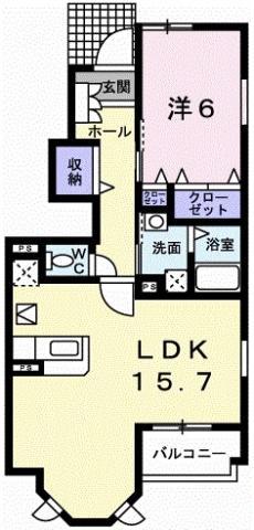 エテルノ A(1LDK/1階)の間取り写真