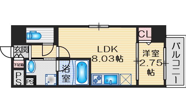 FORTUNEY江坂I(1LDK/3階)の間取り写真