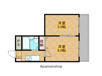 メゾン大今里(2K/4階)の間取り写真