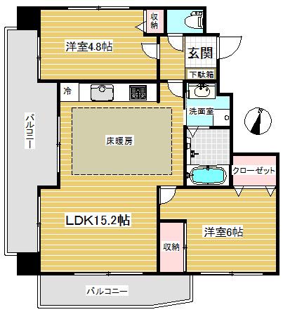 アーバンコート中山手・呉竹(2LDK/5階)の間取り写真
