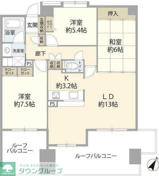 サンリーノ北浦和(3LDK/8階)の間取り写真