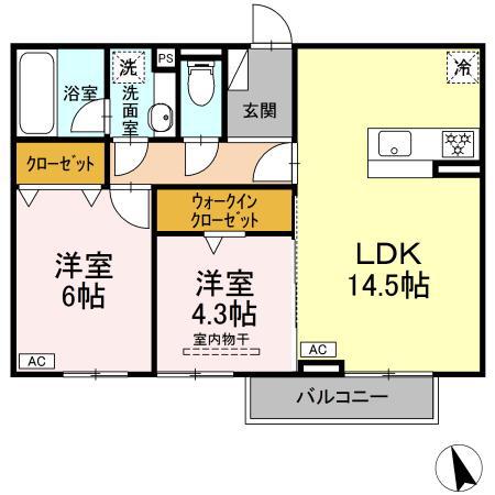 TORISIA加納南陽(2LDK/2階)の間取り写真