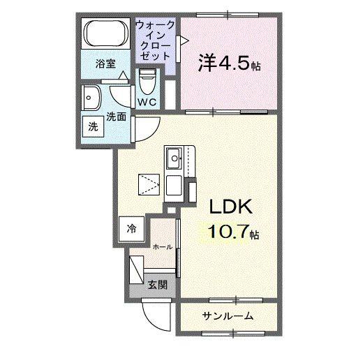 セレーネ(1LDK/1階)の間取り写真