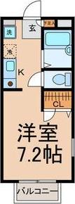 サンライズ元植田(1K/2階)の間取り写真