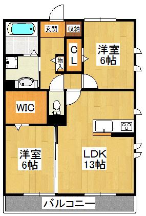 テラス市川高谷(2LDK/3階)の間取り写真