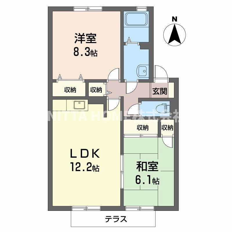 エヴァ・グリーン(2LDK/1階)の間取り写真