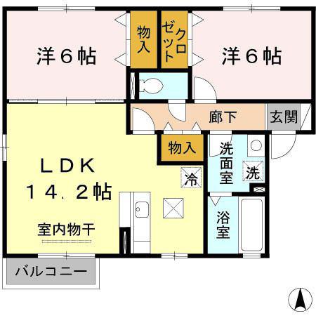 ビエナコート(2LDK/1階)の間取り写真