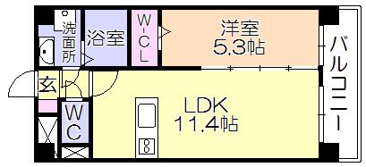 ボスコボブビルディング(1LDK/9階)の間取り写真