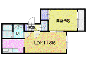 カトレア南郷2(1LDK/2階)の間取り写真
