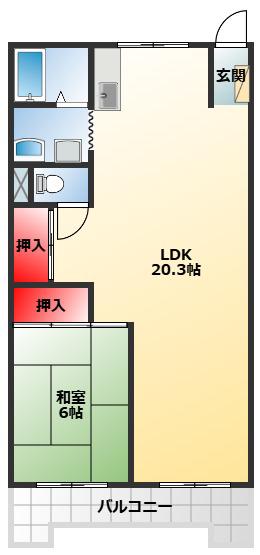 プレジール堺(1LDK/4階)の間取り写真