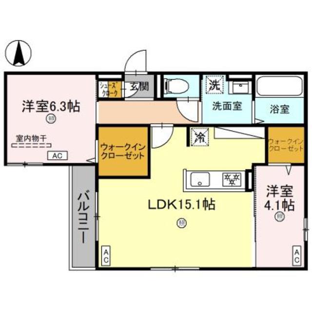 スペチアーレ南住吉3丁目(2LDK/3階)の間取り写真