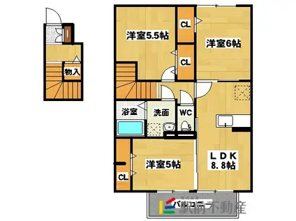 ボナール C棟(3DK/2階)の間取り写真