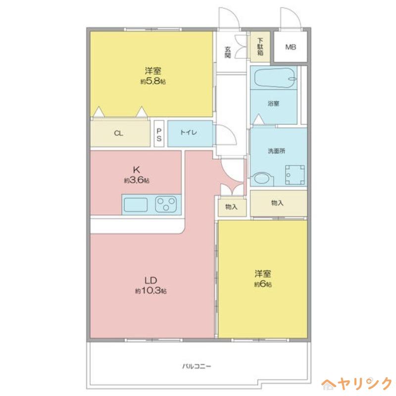 クレストハイム引山(2LDK/2階)の間取り写真