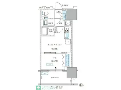 パークアクシス西大島コンフォートスクエア(1DK/9階)の間取り写真