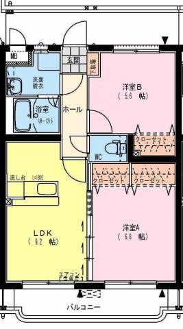 S・ASAGIRI(2LDK/3階)の間取り写真