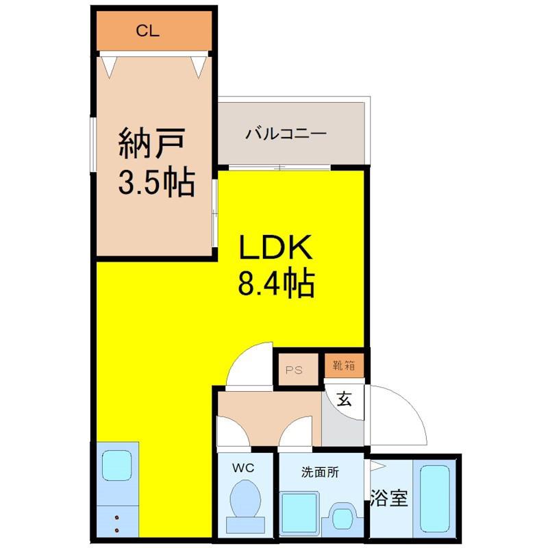 ジーメゾン名古屋楠(1LDK/3階)の間取り写真