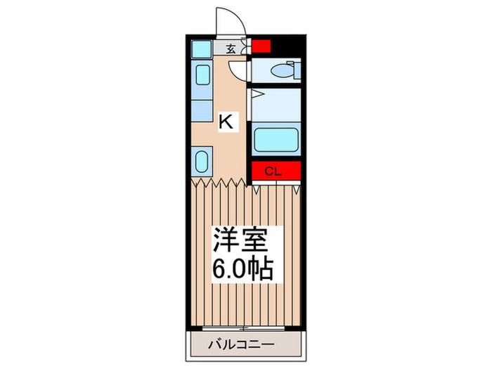 ルミエールII(1K/1階)の間取り写真