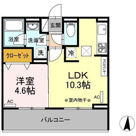 パインフィールド(1LDK/1階)の間取り写真