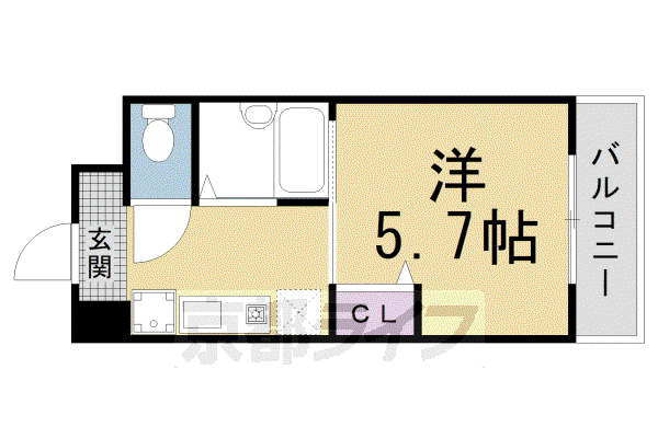 エクシード西院II(1K/3階)の間取り写真