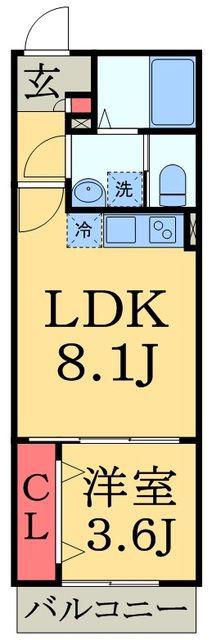 CAREL浜野B(1LDK/3階)の間取り写真