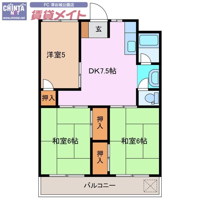 桜町ハイツ(3DK/3階)の間取り写真