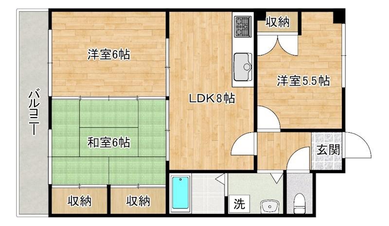 ニューサンリバー小倉(3LDK/2階)の間取り写真