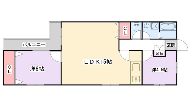 プレザントハウス(2LDK/3階)の間取り写真