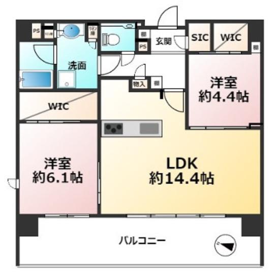 クリオ春日原(2LDK/4階)の間取り写真