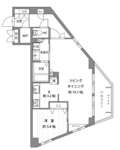 ルピナス阿佐ヶ谷(1LDK/4階)の間取り写真