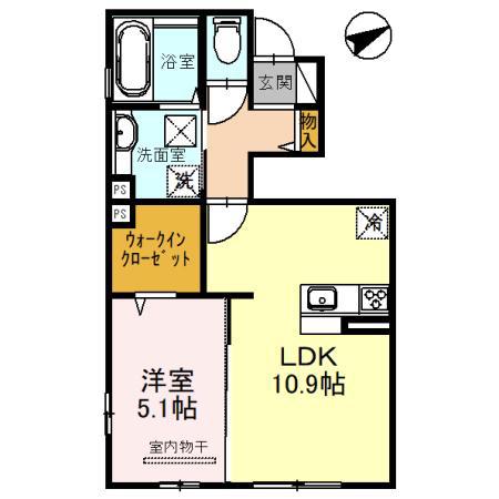 ボルト ボヌール(1LDK/1階)の間取り写真