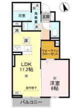 D-ROOM播磨K(1LDK/1階)の間取り写真