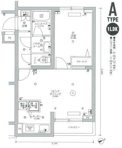 スカイコート品川東大井(1LDK/2階)の間取り写真