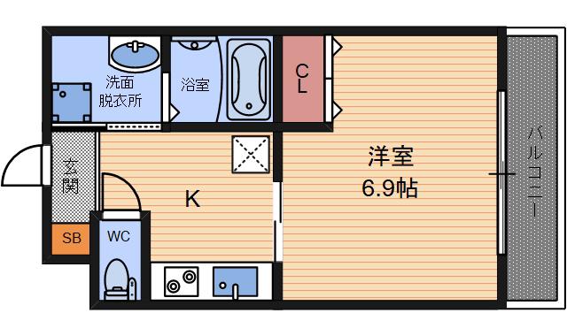 リープラス立花(1K/4階)の間取り写真