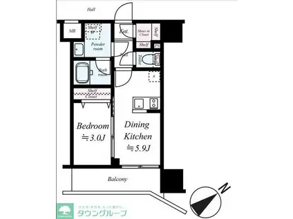 ARCOBALENOKAWASAKI(1DK/8階)の間取り写真