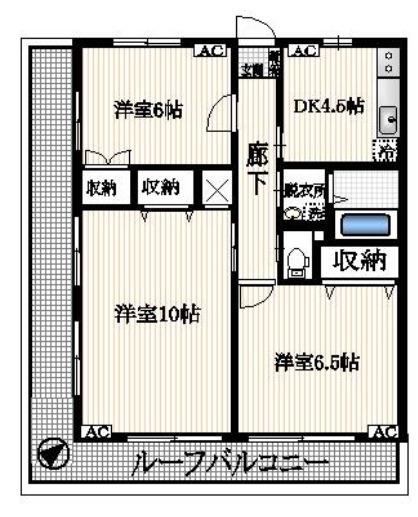エクセル調布(3DK/2階)の間取り写真